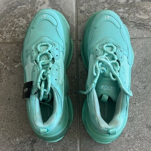 NWT Balenciaga Triple S Clear Sole Chunky Sneakers in Mint, Size 41 New in Box - Picture 5 of 13